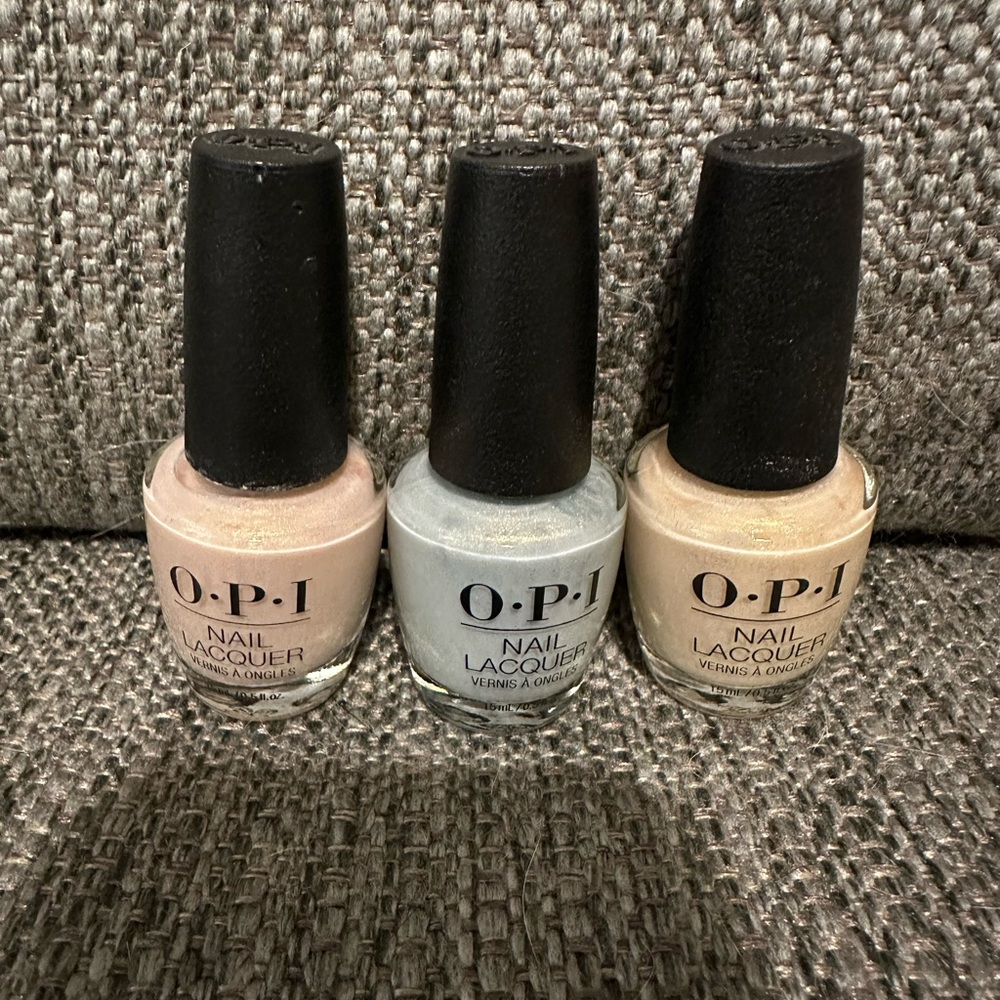 OPI Nail Lacquer Trio in Pale Pink, Light Blue, Champagne